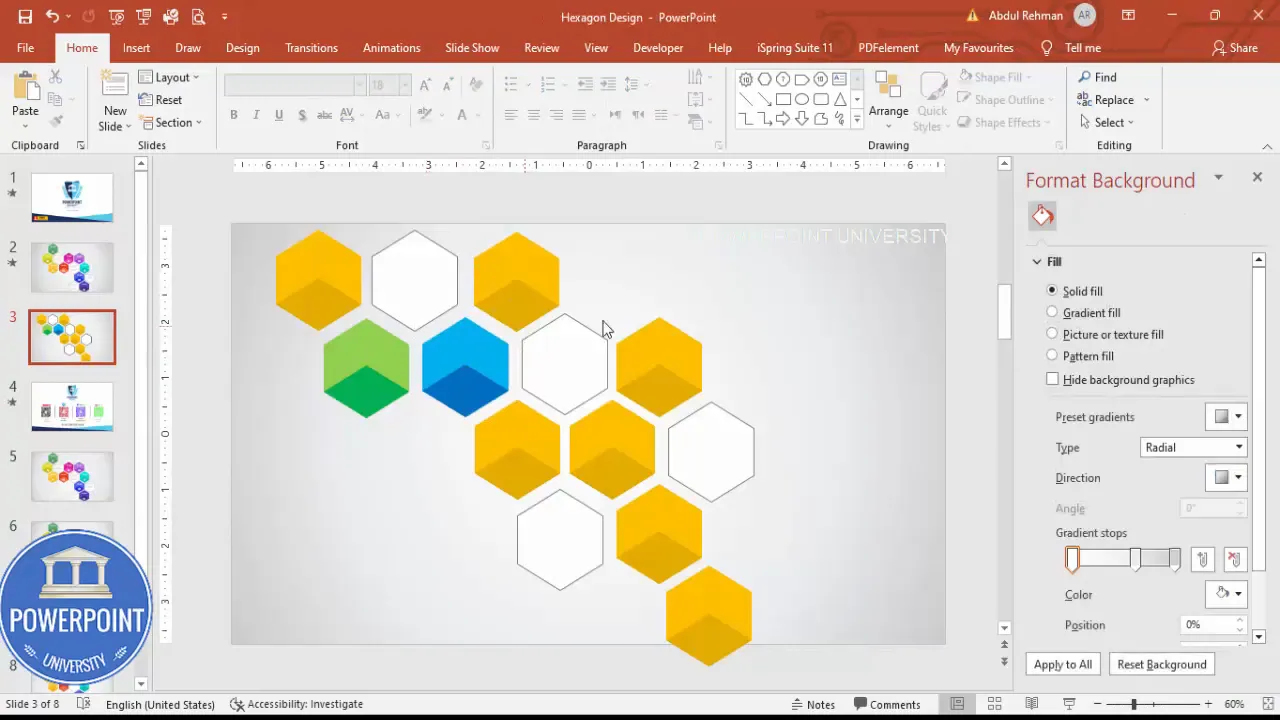 Changing colors for each tile in the 9 options infographic Slide to create a light/dark contrast