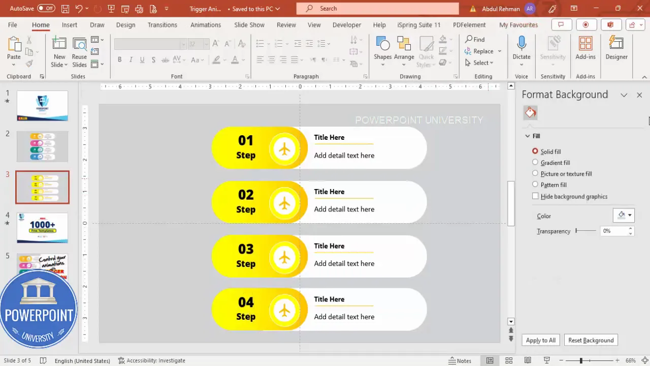 Four grouped interactive options arranged on the slide