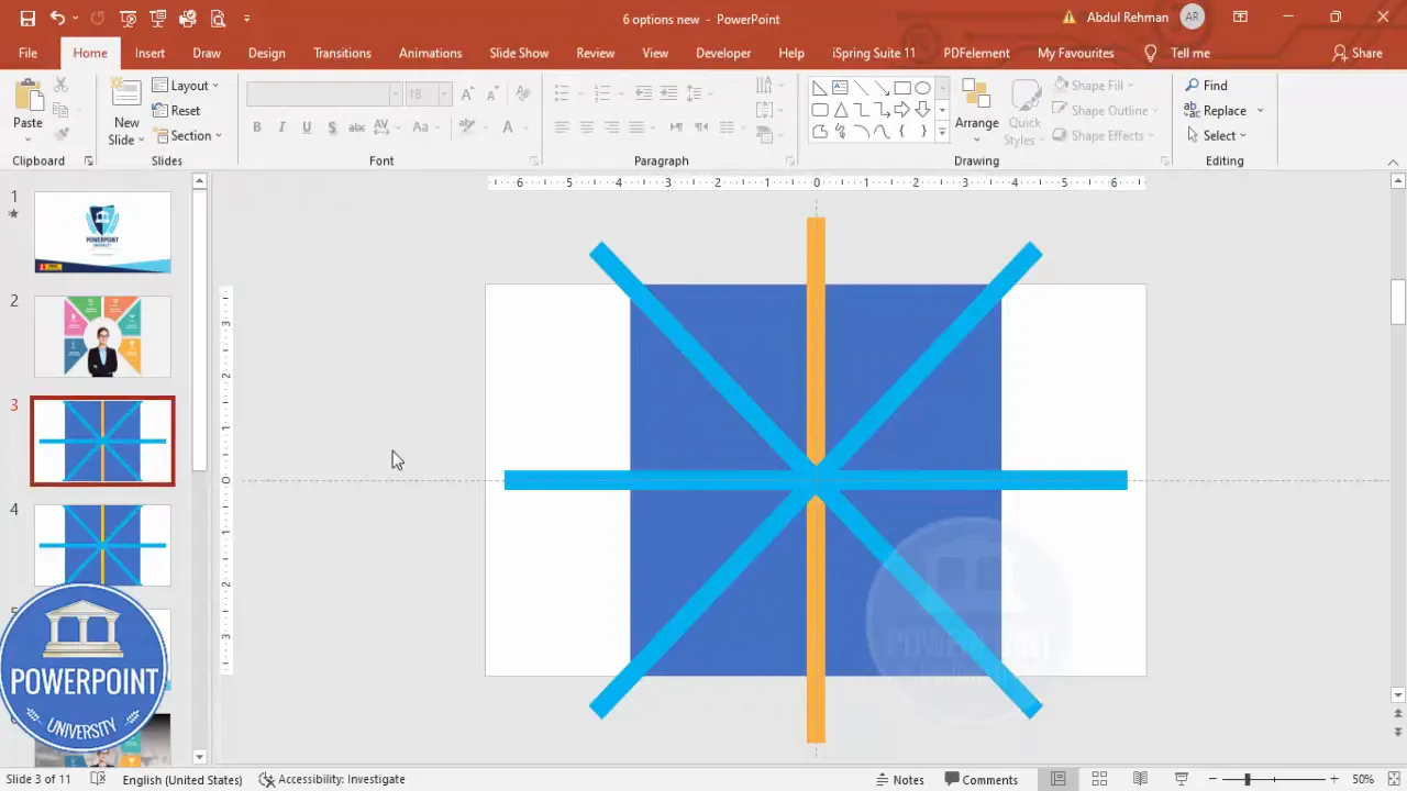Completed set of rotated rectangles forming a star pattern
