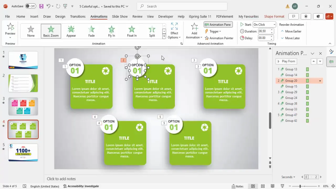 Duplicating and positioning multiple option boxes