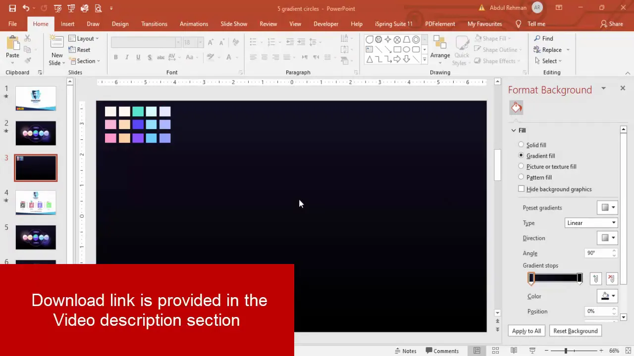 PowerPoint new slide with dark background ready to insert shapes