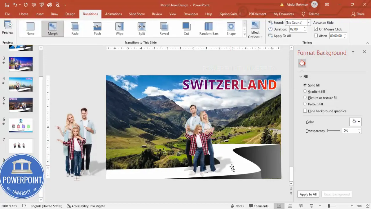 Copy of second slide image placed outside the slide area for morphing