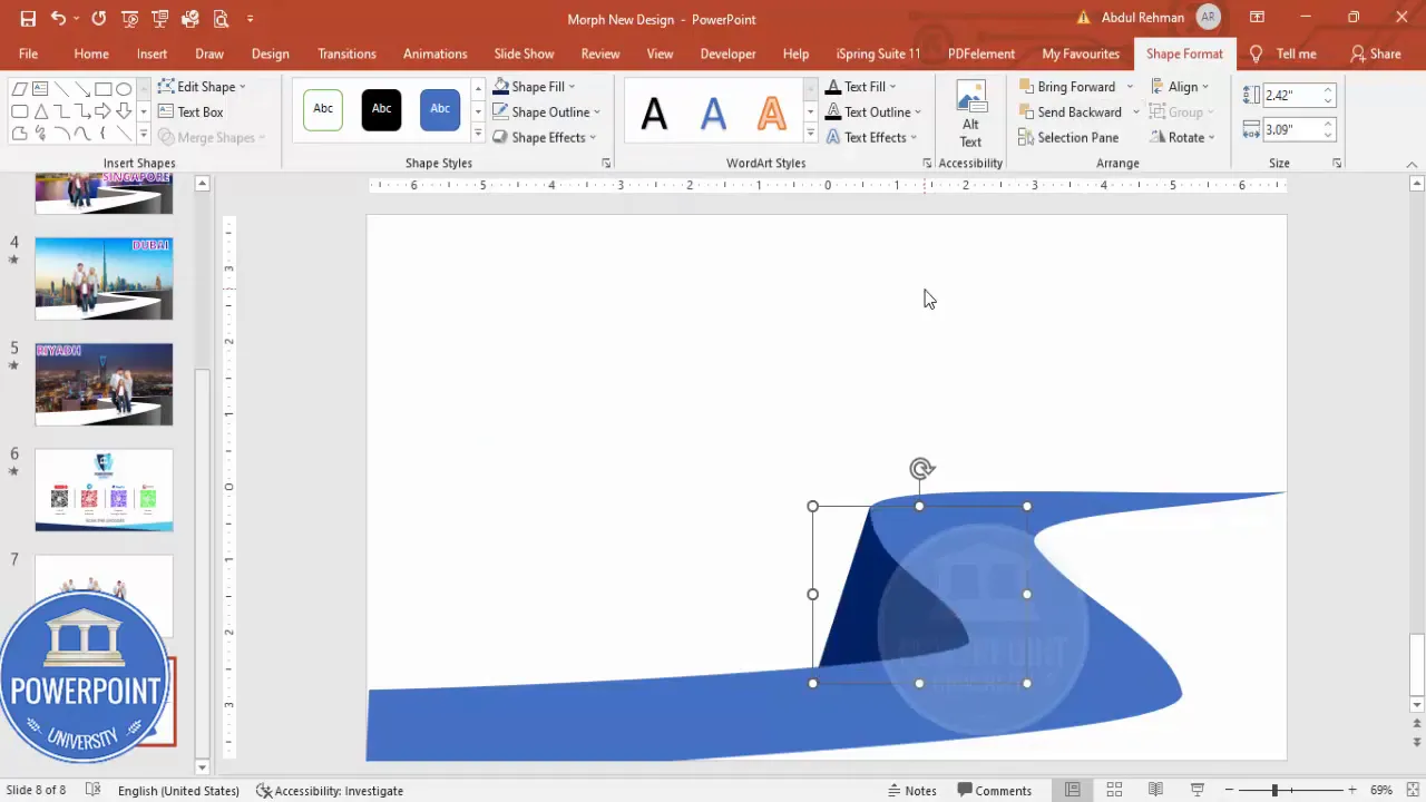 Multiple freeform shapes layered to create a ramp
