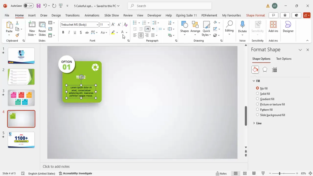 Adding title and detailed text to the option box
