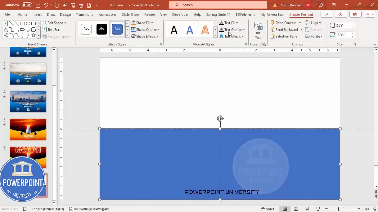 Inserting rectangle shape for background