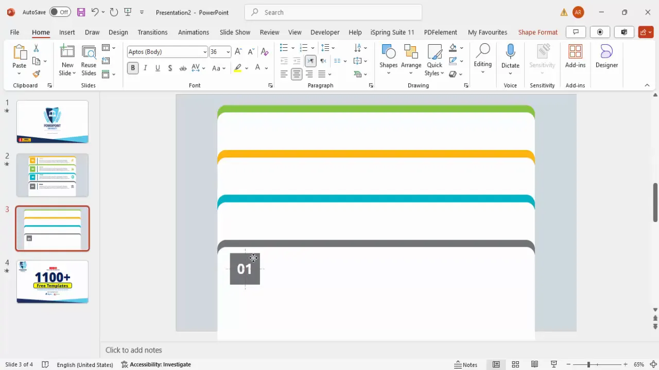 Adding step numbers, divider line, title, description, and icons to the tab