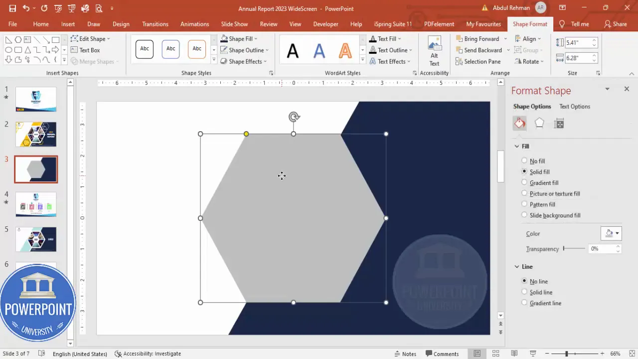 Union of triangle and rectangle creating a background band for the slide