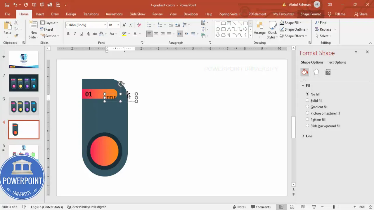 Insert title and descriptive text; set fonts, white color and sizes for hierarchy