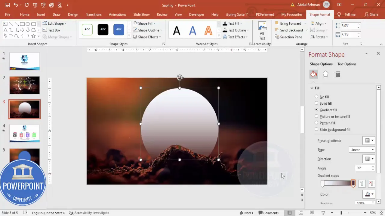 Applying a radial gradient, using the eyedropper to sample a color, and setting the transparent stop