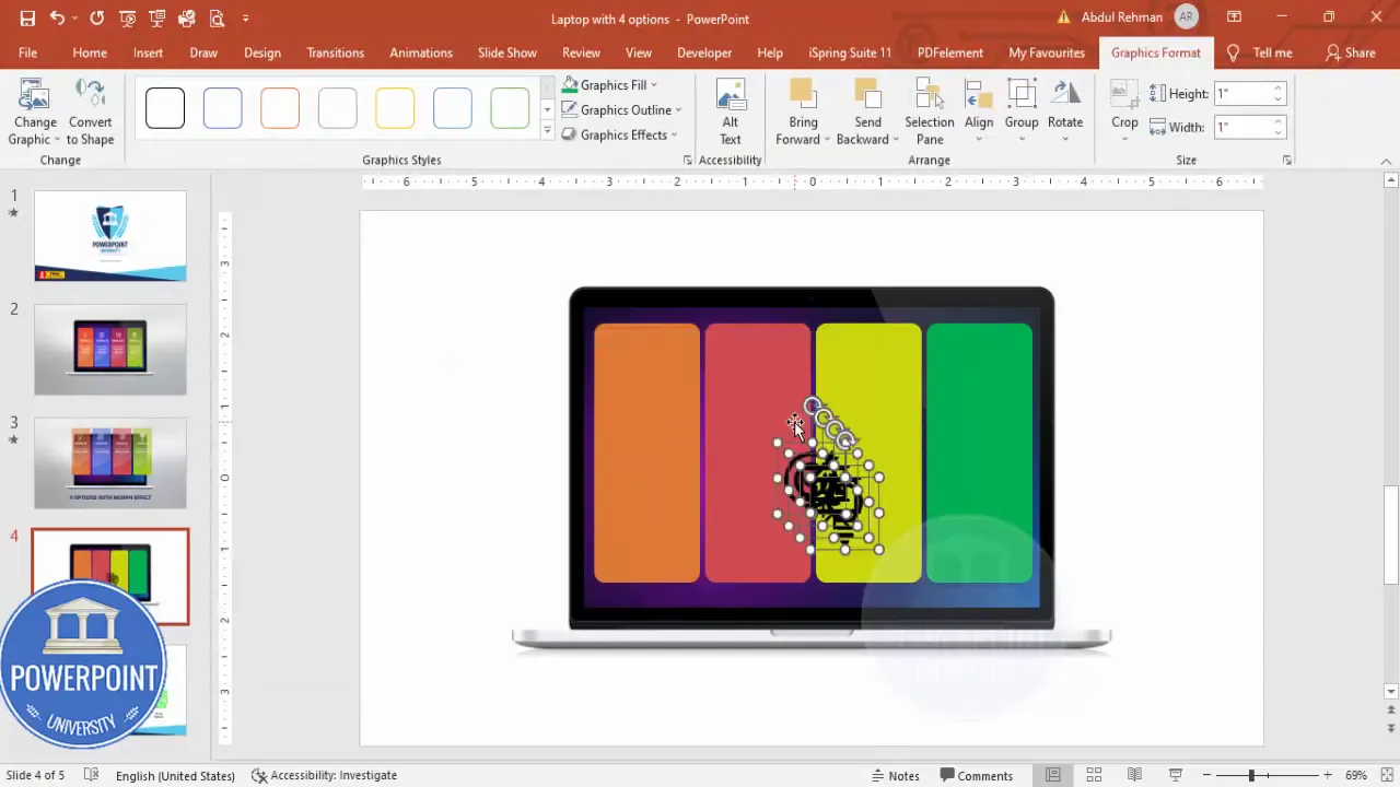 Insert icons and place them on top of each option rectangle