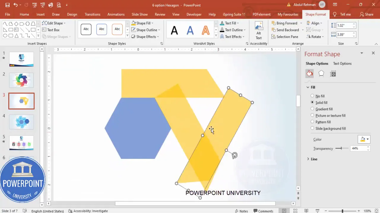 Duplicating the tab and nudging into position around the hexagon