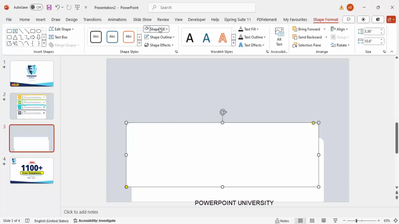 Creating and adjusting rounded rectangle with no outline and white fill