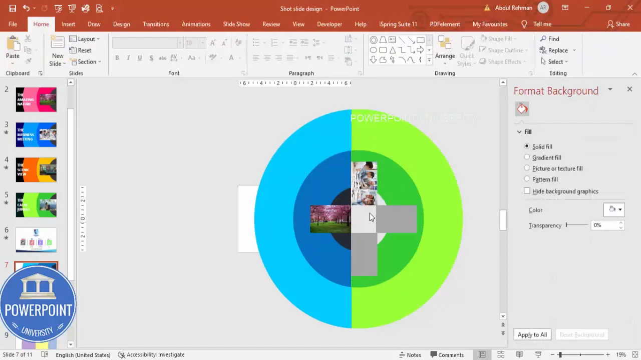 An example image selected for the placeholder, using Insert Online Pictures (business meeting search)