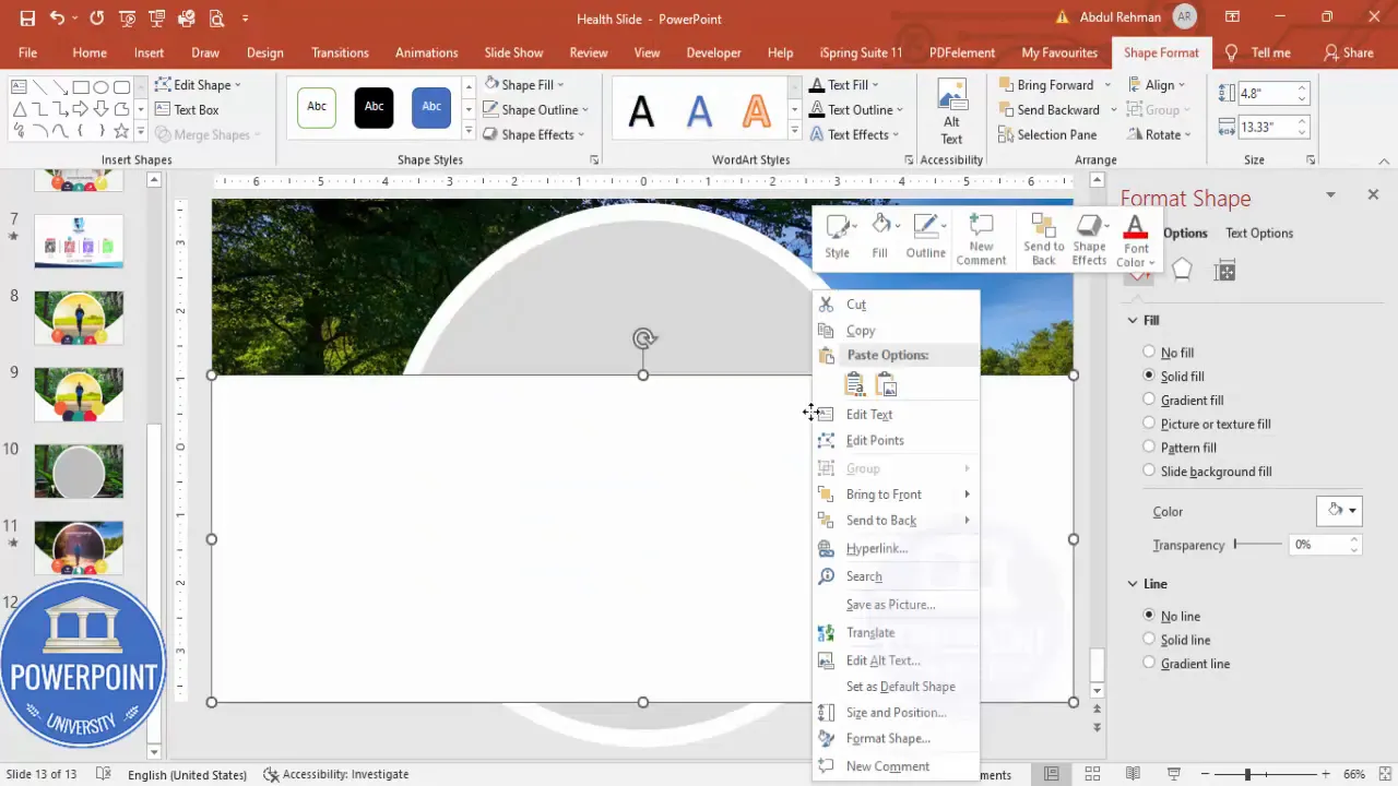 Edit points on rectangle to create mask under oval