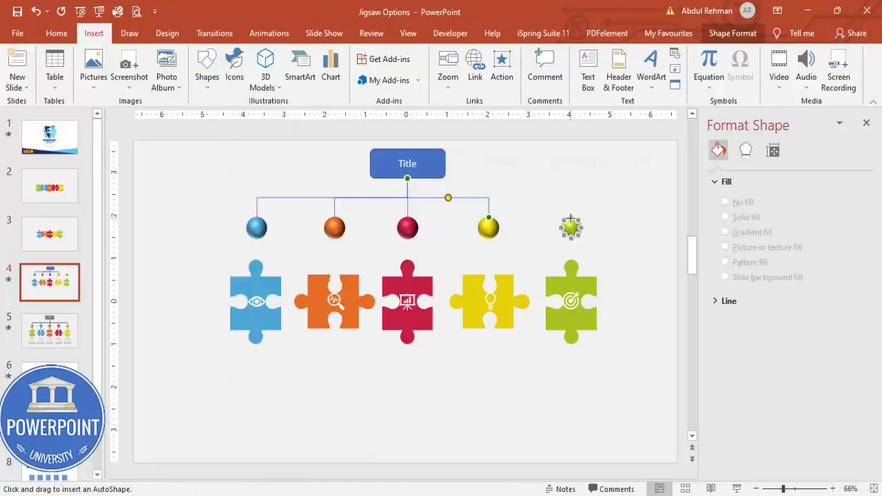 Final layout showing connectors and text blocks for each option