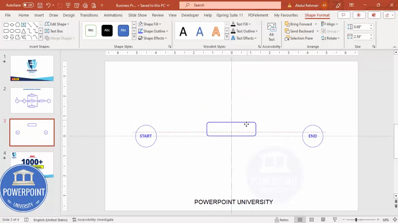 Adding and aligning process steps in PowerPoint flowchart