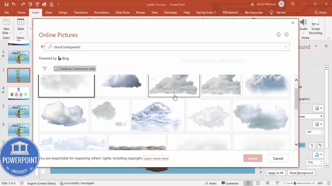 Inserting cloud PNGs via Online Pictures