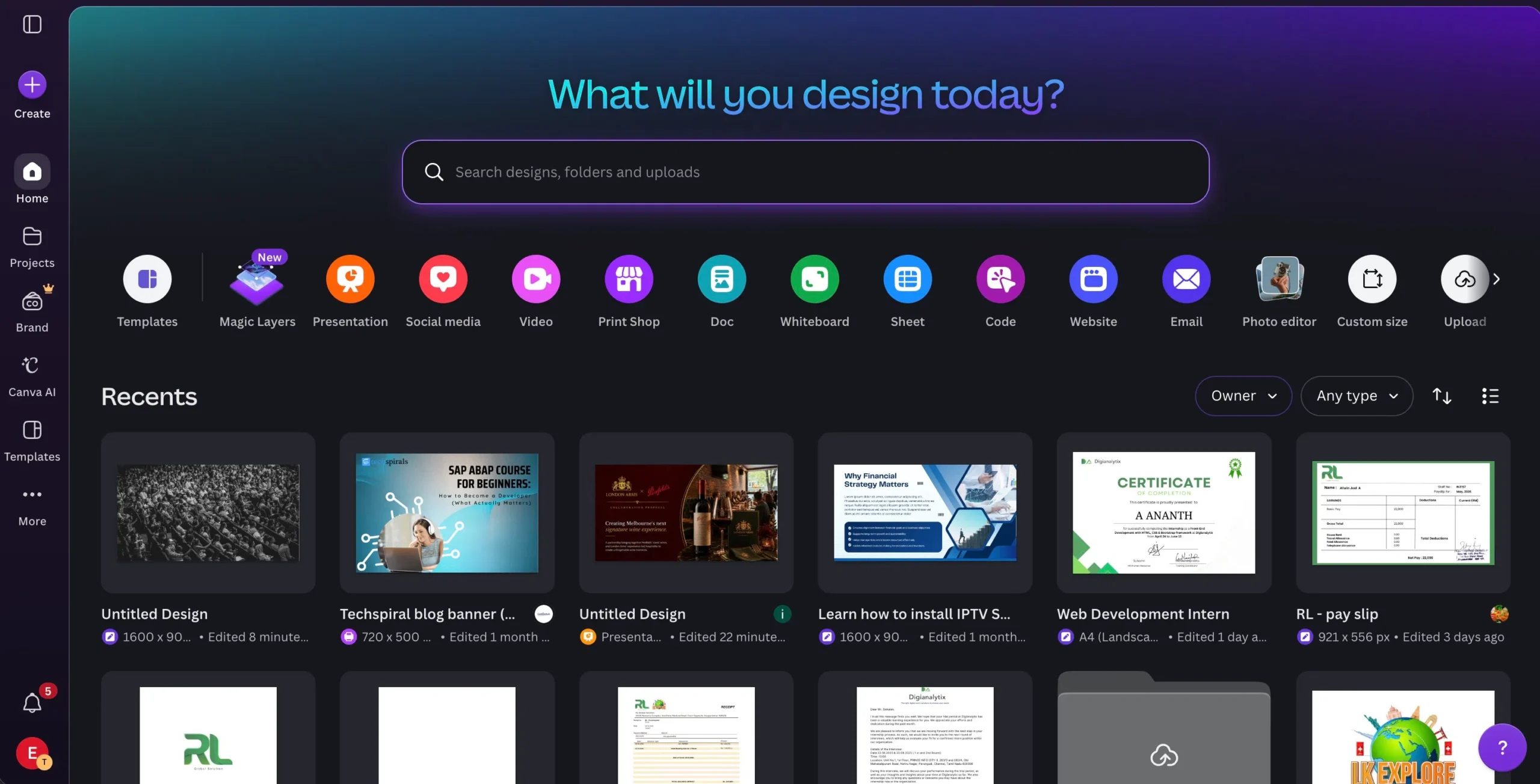 Canva presentation editor interface
